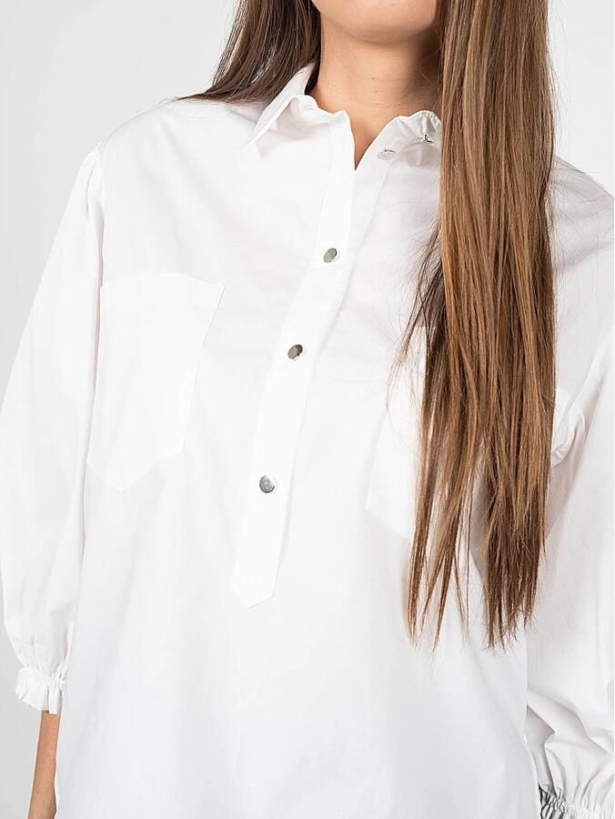 Pinko Losvallende Overhemd met Knopen Kraag en Lange Mouwen White Dames - Foto 2