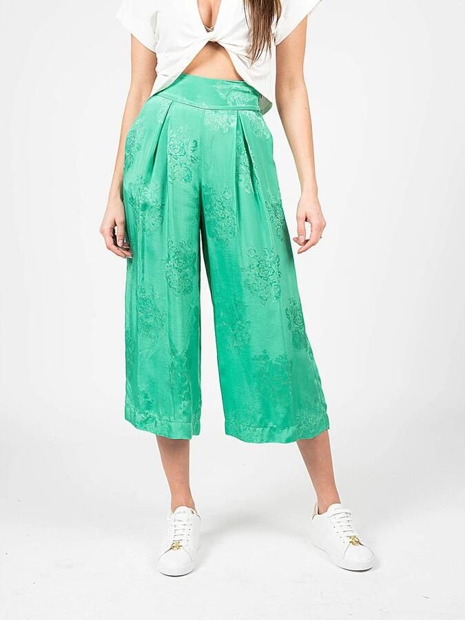 Pinko Loszittende Broek met Hoge Taille en Bloemenpatroon Green Dames - Foto 2