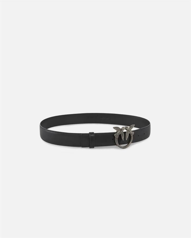 Pinko Love Birds Leren Riem met Metalen Gesp Black Dames