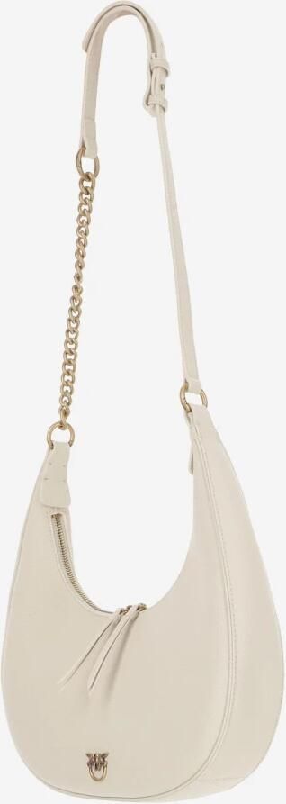 Pinko Love Birds Leren Tas met Diamant Gesp White Dames
