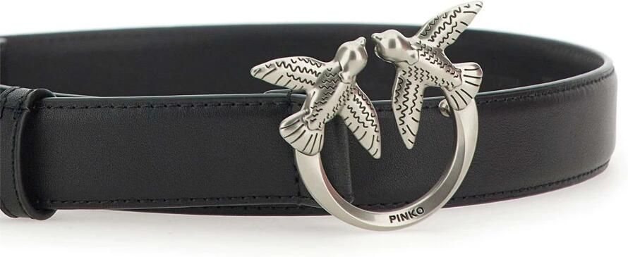 Pinko Love Birds Leren Riem met Metalen Gesp Black Dames - Foto 2