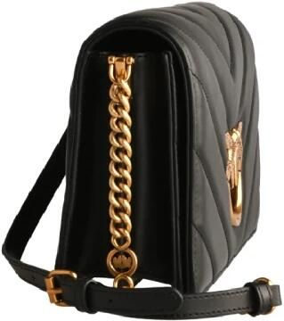 Pinko Klassieke Sheep Nappa Schoudertas Magnetische Sluiting Black Dames - Foto 6