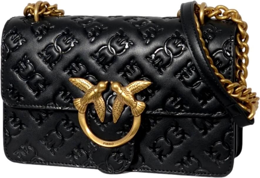 Pinko Zwarte en Gouden Schoudertas voor Vrouwen Black Dames - Foto 8