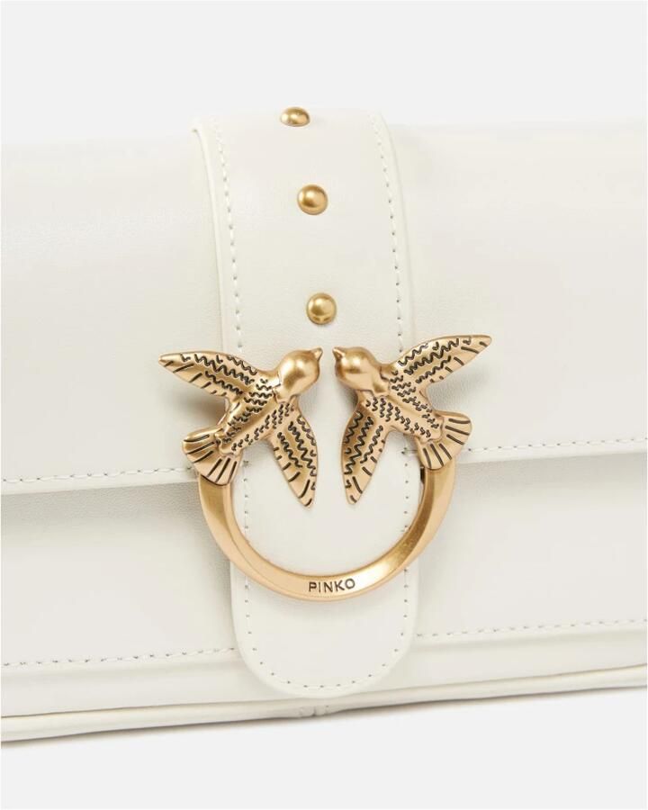 Pinko Crossbody Tas met Studs en Ketting Schouderband White Dames