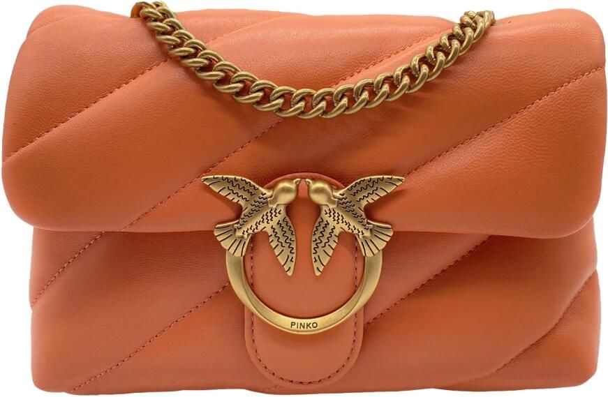 Pinko Hobo bags Burnt Orange Quilted Shoulder Bag With Chain-Link in oranje - Foto 8