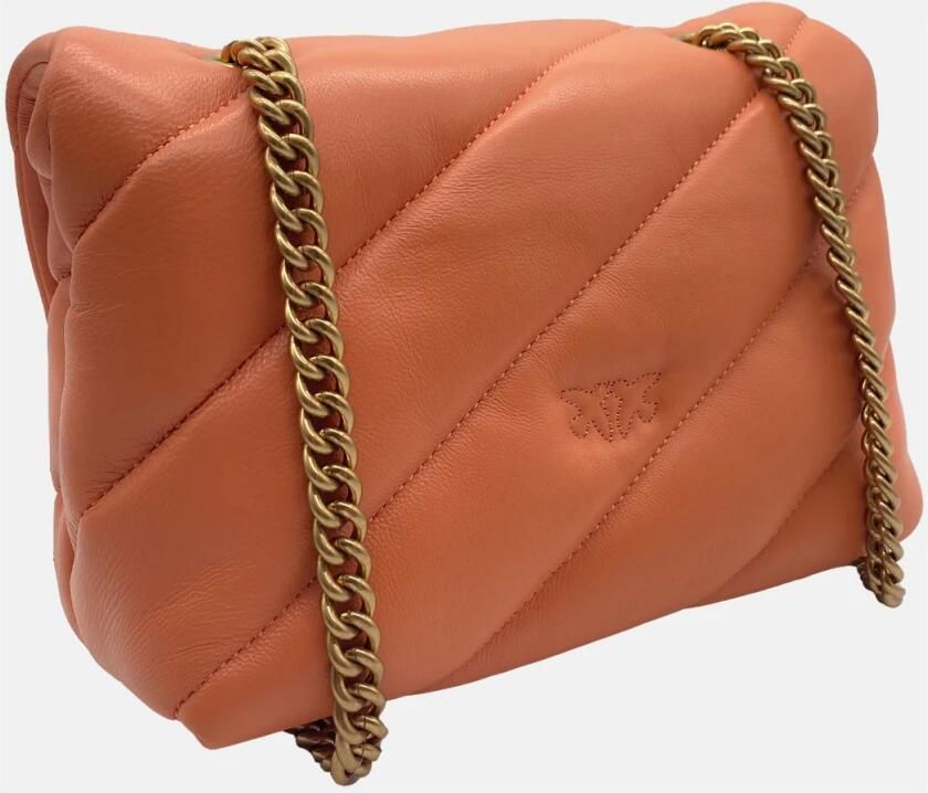 Pinko Hobo bags Burnt Orange Quilted Shoulder Bag With Chain-Link in oranje - Foto 3