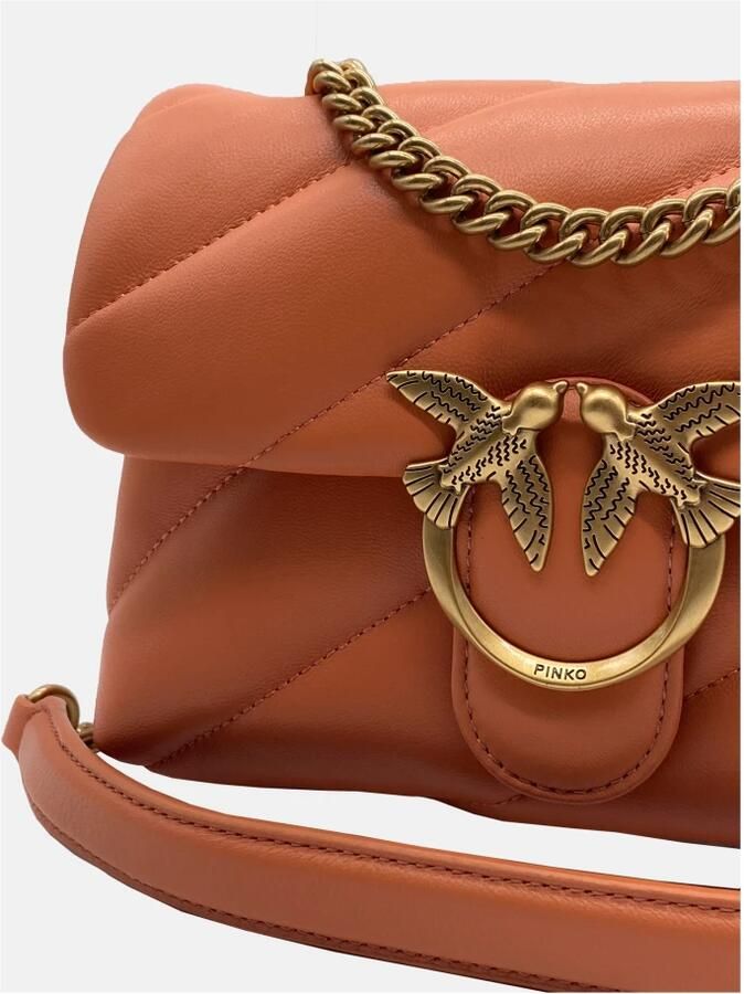 Pinko Hobo bags Burnt Orange Quilted Shoulder Bag With Chain-Link in oranje - Foto 2