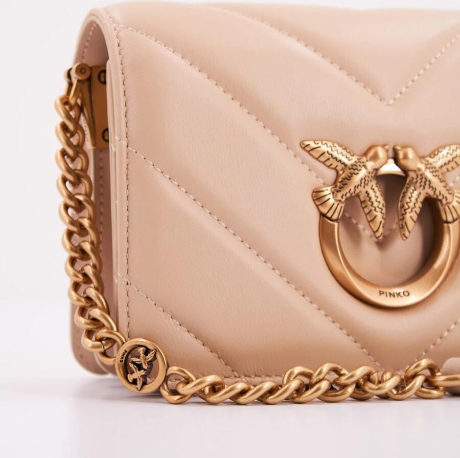 Pinko Mini Love One Cross Body Tas Beige Dames