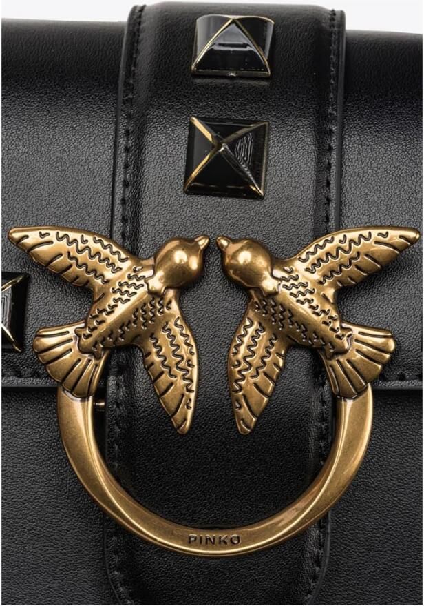Pinko Zwarte Love ONE Mini CL Vitello Seta + Geschilderde Studs Tas Black Dames - Foto 2