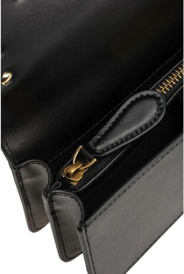 Pinko Zwarte Love ONE Mini CL Vitello Seta + Geschilderde Studs Tas Black Dames