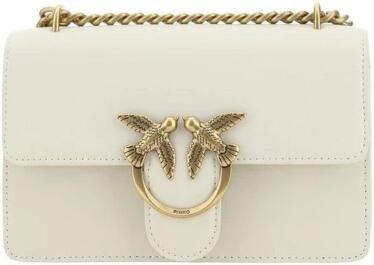 Pinko Mini Schoudertas van Kalfsleer met Goudkleurig Logo Beige Dames - Foto 15