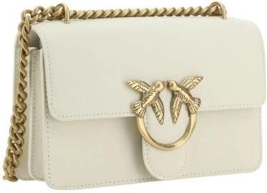 Pinko Mini Schoudertas van Kalfsleer met Goudkleurig Logo Beige Dames - Foto 14