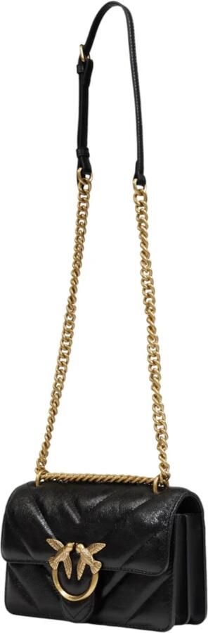 Pinko Mini Vitello Leren Tas Herfst Winter Collectie Black Dames - Foto 3