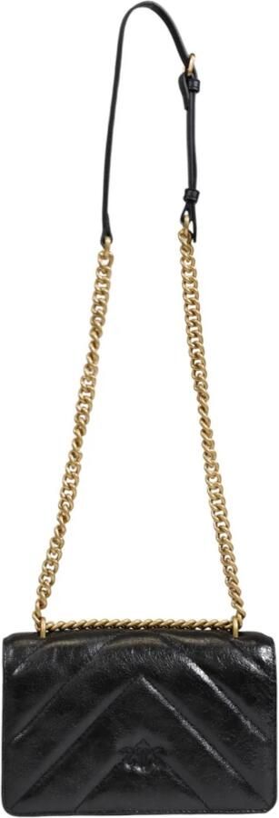Pinko Mini Vitello Leren Tas Herfst Winter Collectie Black Dames - Foto 2