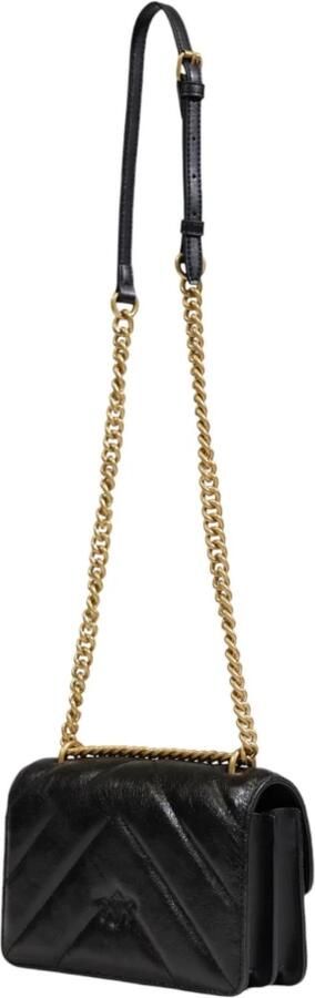 Pinko Mini Vitello Leren Tas Herfst Winter Collectie Black Dames - Foto 4