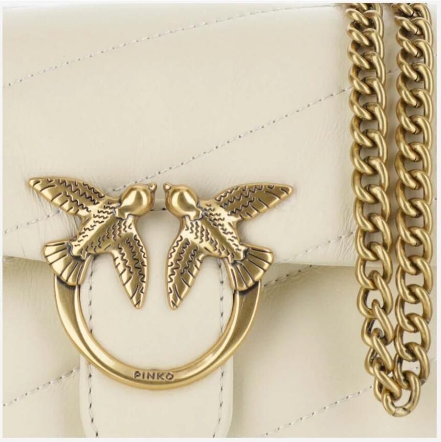 Pinko Gewatteerde schoudertas van kalfsleer met Love Birds-logo White Dames