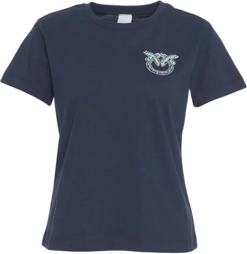 Pinko Navy Blauw Kortemouw T-shirt Blue Dames