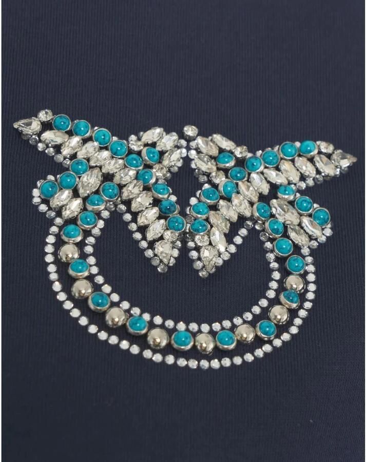 Pinko Navy Blauw Kortemouw T-shirt Blue Dames - Foto 2