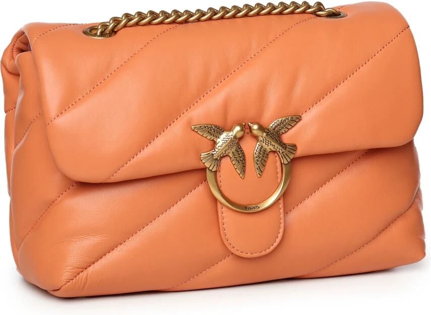 Pinko Klassieke Puff Oranje Gewatteerde Leren Schoudertas Orange Dames - Foto 6