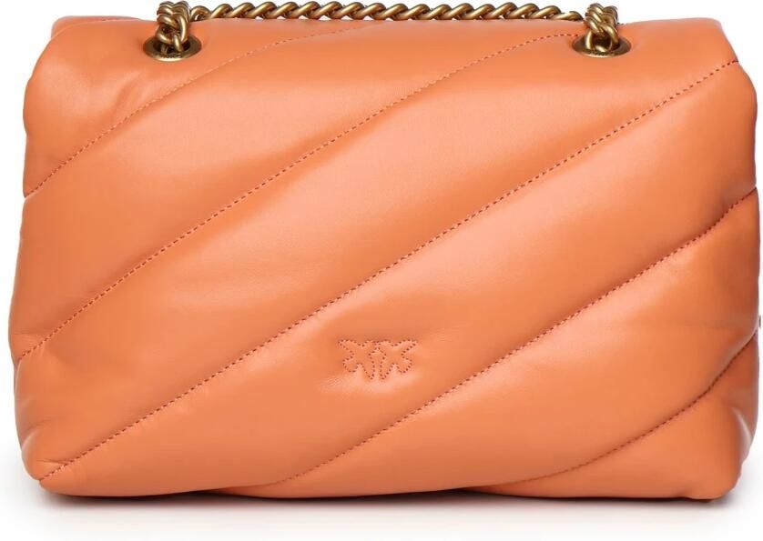 Pinko Klassieke Puff Oranje Gewatteerde Leren Schoudertas Orange Dames - Foto 7