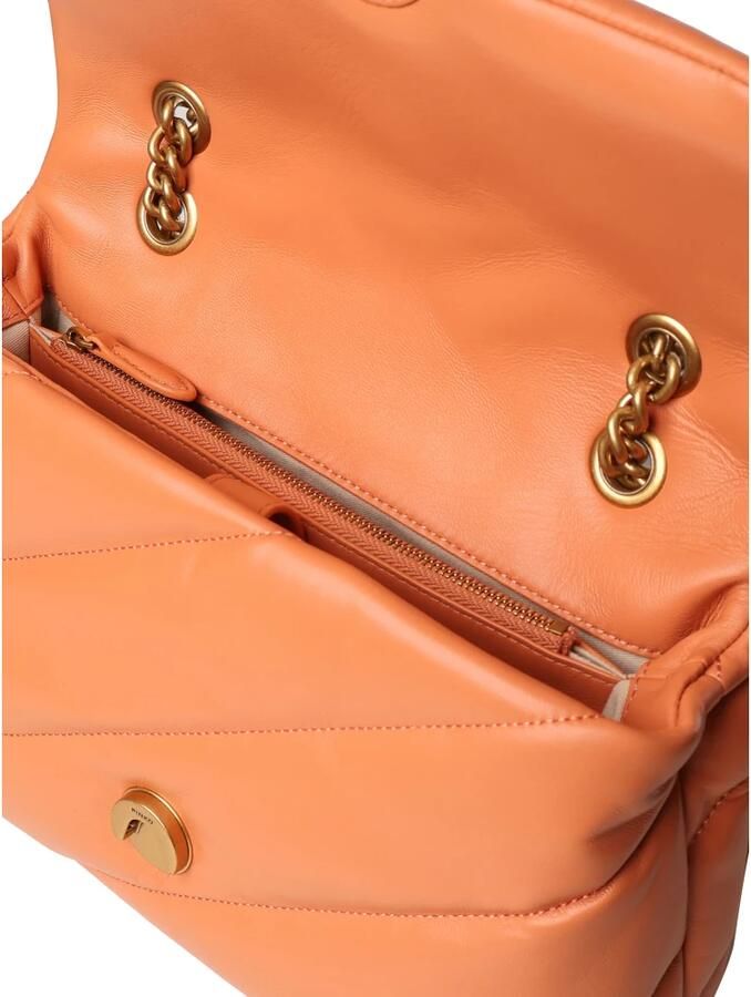 Pinko Klassieke Puff Oranje Gewatteerde Leren Schoudertas Orange Dames - Foto 3