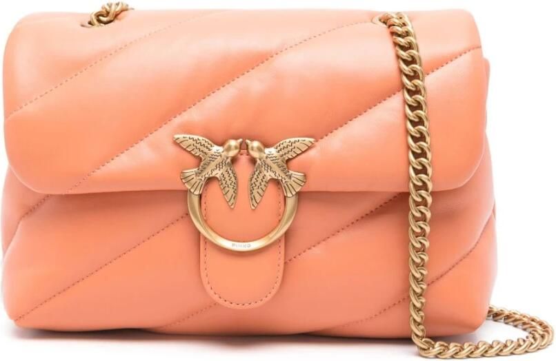 Pinko Klassieke Puff Oranje Gewatteerde Leren Schoudertas Orange Dames