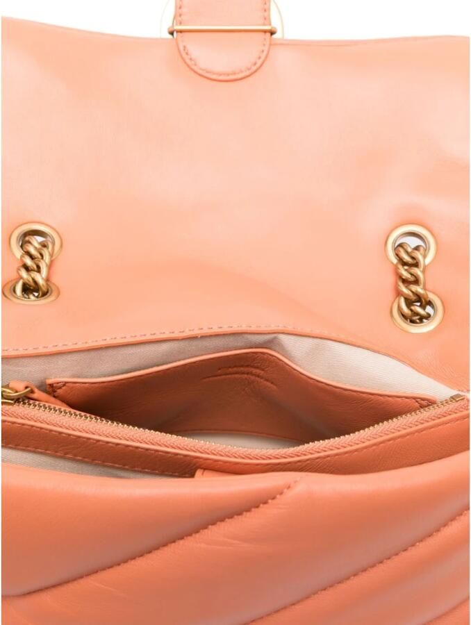 Pinko Klassieke Puff Oranje Gewatteerde Leren Schoudertas Orange Dames - Foto 2