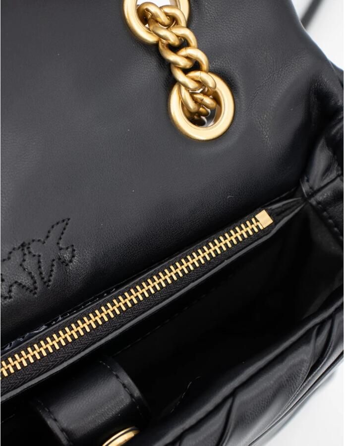 Pinko Puff Schoudertas van Leer-effect Stof Black Dames