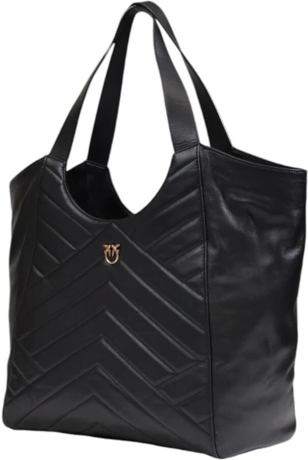 Pinko Zwarte Gewatteerde Handtas Love Birds Gesp Black Dames
