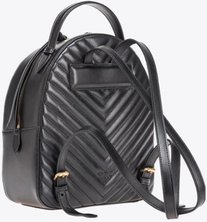 Pinko Gewatteerde Nappa Leren Rugzak met Love Birds Diamond Cut Gesp Black Dames - Foto 6