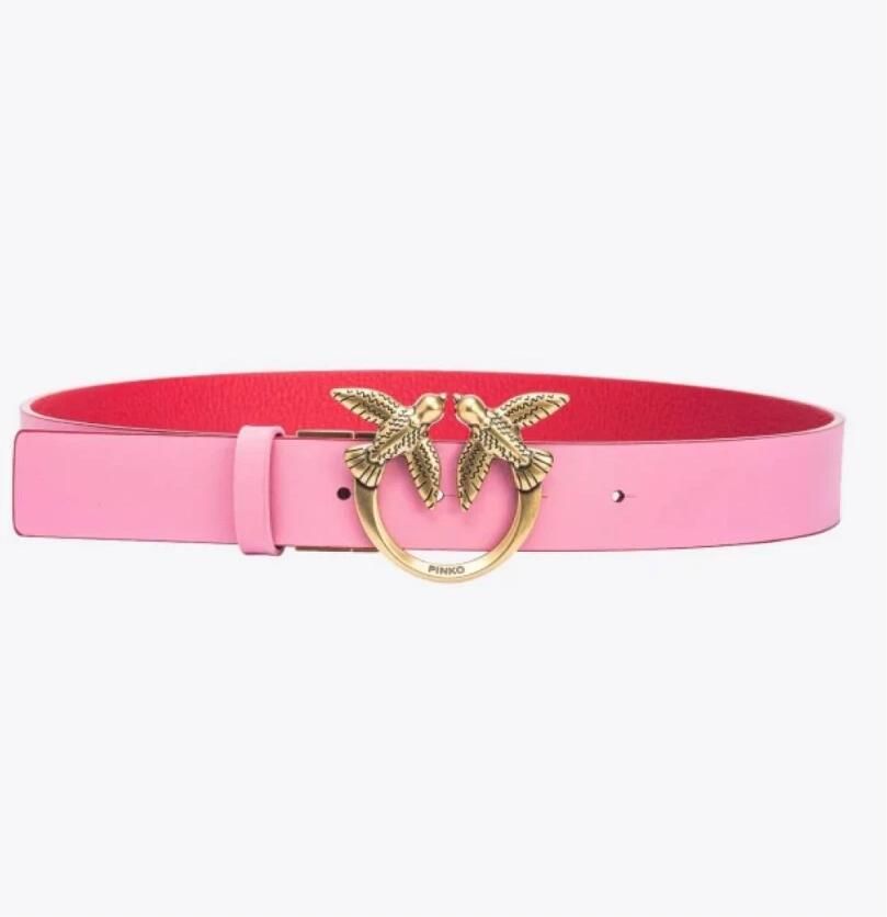 Pinko Omkeerbare Rode en Roze Riem met Love Birds Diamond Cut Gesp Red Dames - Foto 2