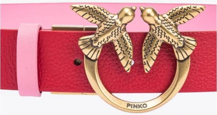 Pinko Omkeerbare Rode en Roze Riem met Love Birds Diamond Cut Gesp Red Dames - Foto 3