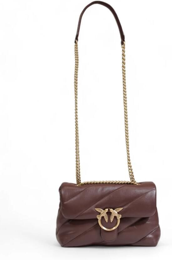 Pinko Gewatteerde Leren Crossbody Tas Bruin Brown Dames