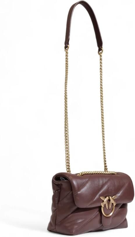 Pinko Gewatteerde Leren Crossbody Tas Bruin Brown Dames - Foto 3