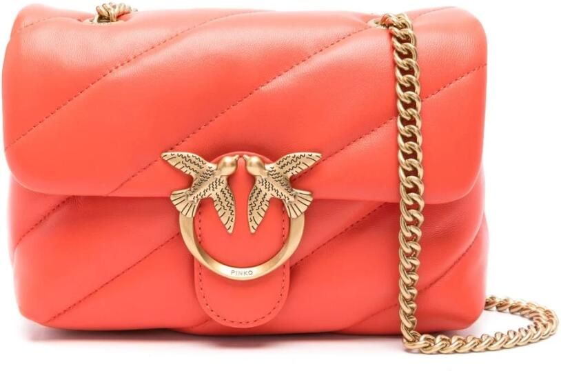 Pinko Hobo bags Burnt Orange Quilted Shoulder Bag With Chain-Link in oranje - Foto 9