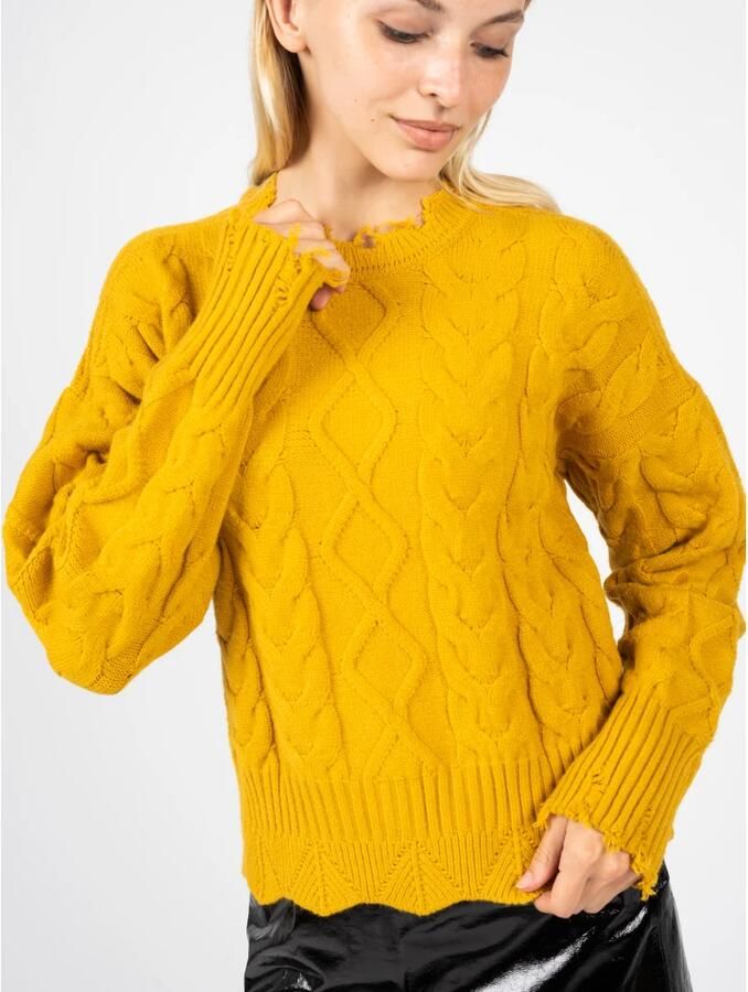 Pinko Round-neck Knitwear Yellow Dames