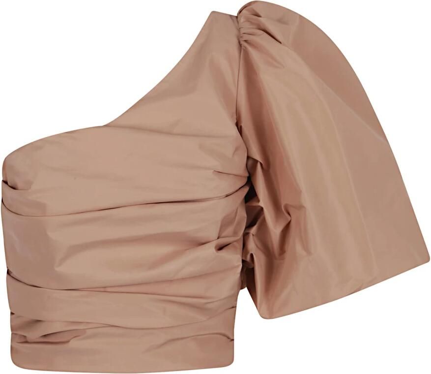 Pinko Taffeta One-Shoulder Crop Top Puff Sleeve Pink Dames - Foto 2