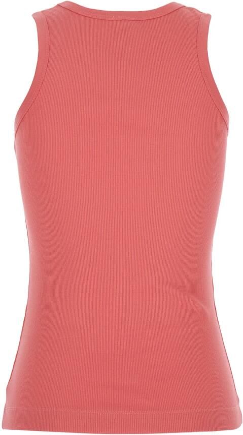 Pinko Roze U-hals Logo Geborduurde Katoenen Top Pink Dames - Foto 2