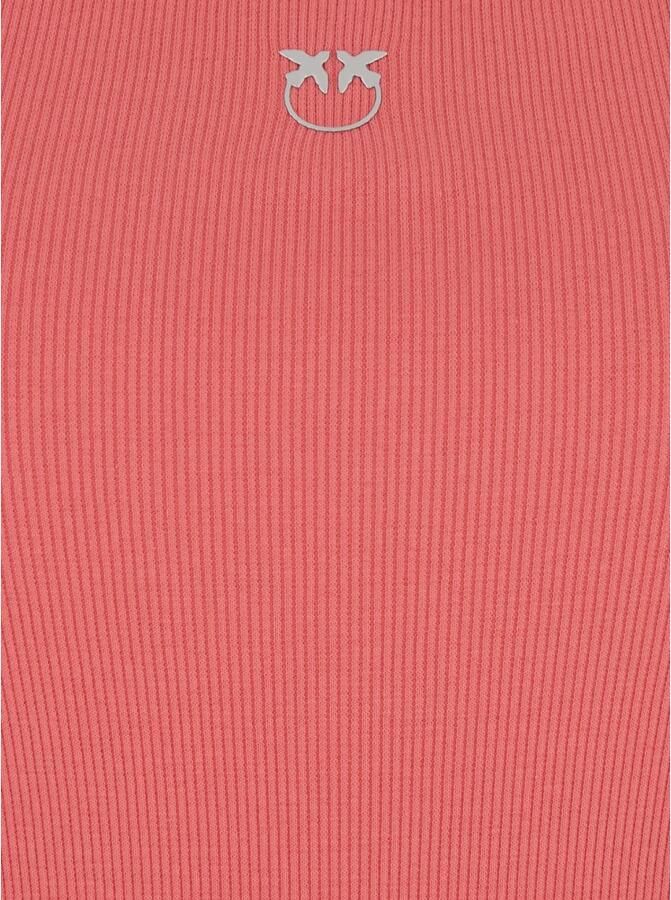 Pinko Roze U-hals Logo Geborduurde Katoenen Top Pink Dames