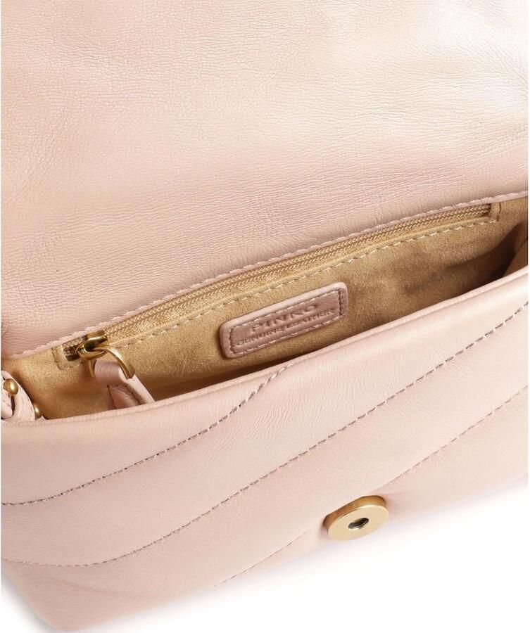 Pinko Roze Kalfsleren Love Puff Crossbody Tas Pink Heren