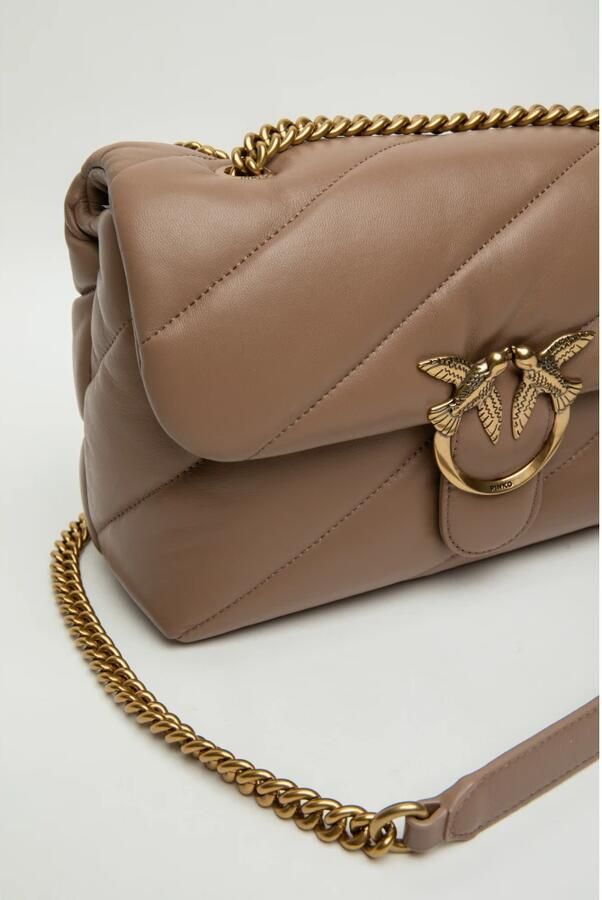 Pinko Klassieke gewatteerde puff tas met Love Birds logo Brown Dames - Foto 2
