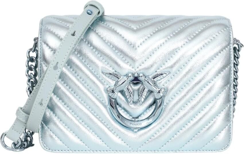 Pinko Metallic Love Click Mini Schoudertas Blue Dames