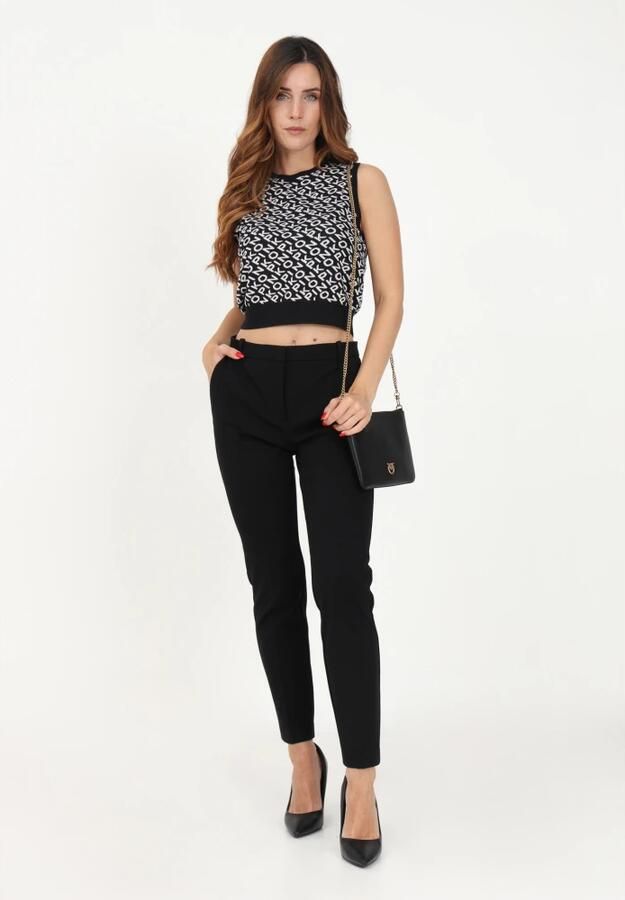 Pinko Zwarte Broek met Gestikte Details en Gestreken Plooi Black Dames - Foto 2