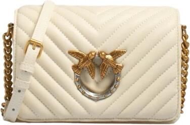 Pinko Witte Gewatteerde Leren Mini Tas White Dames