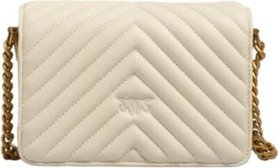 Pinko Witte Gewatteerde Leren Mini Tas White Dames - Foto 3