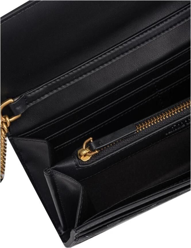 Pinko Zwarte Portemonnee met Monogram en Schouderband Black Dames - Foto 6