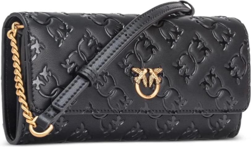 Pinko Zwarte Portemonnee met Monogram en Schouderband Black Dames - Foto 12