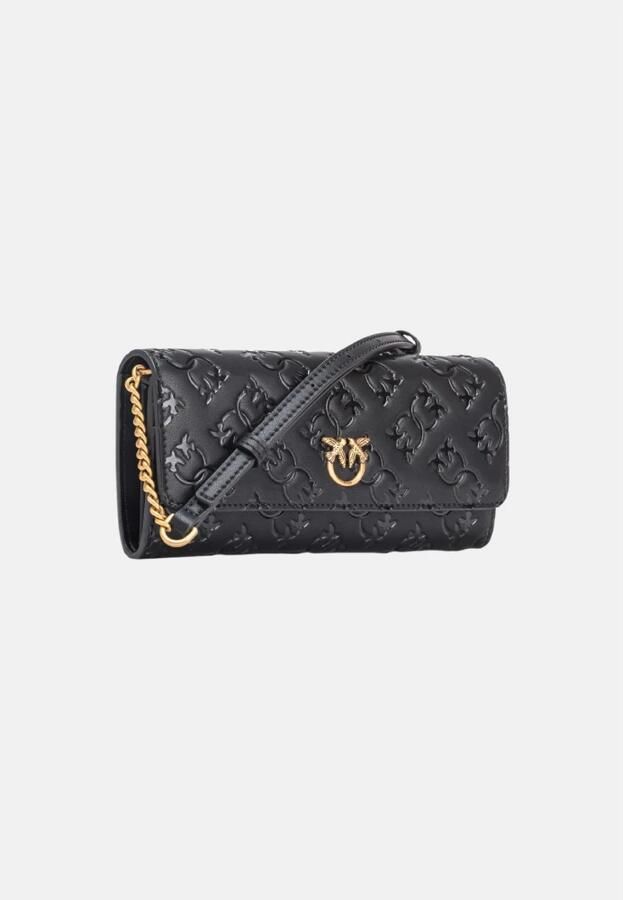 Pinko Zwarte Portemonnee met Monogram en Schouderband Black Dames - Foto 9