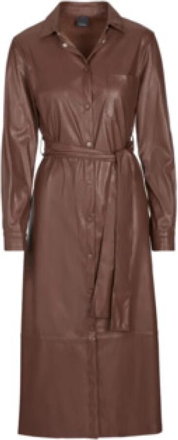 Pinko Midi Jurk met Drukknoopsluiting Brown Dames