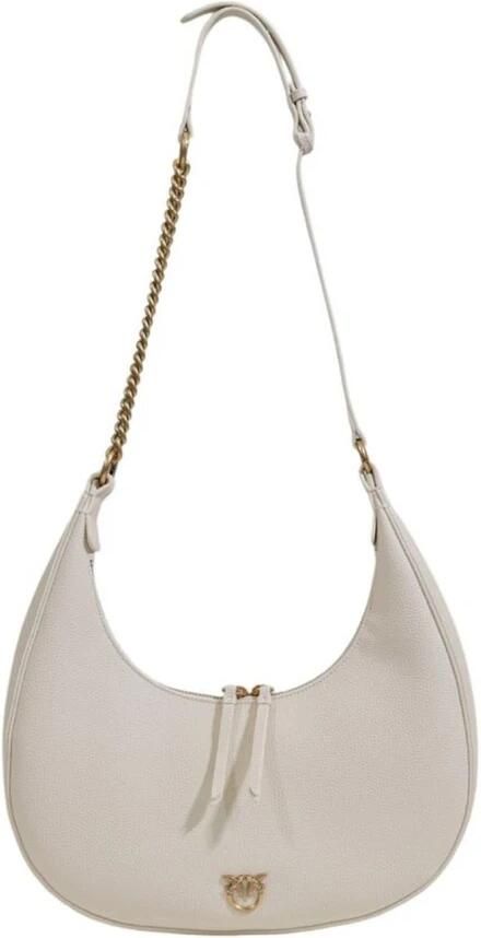 Pinko Love Birds Leren Tas met Diamant Gesp White Dames - Foto 3
